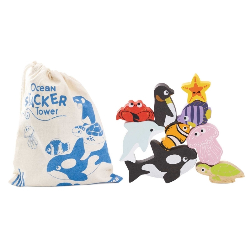 Le Toy Van Ocean Stacking Animals & Bag